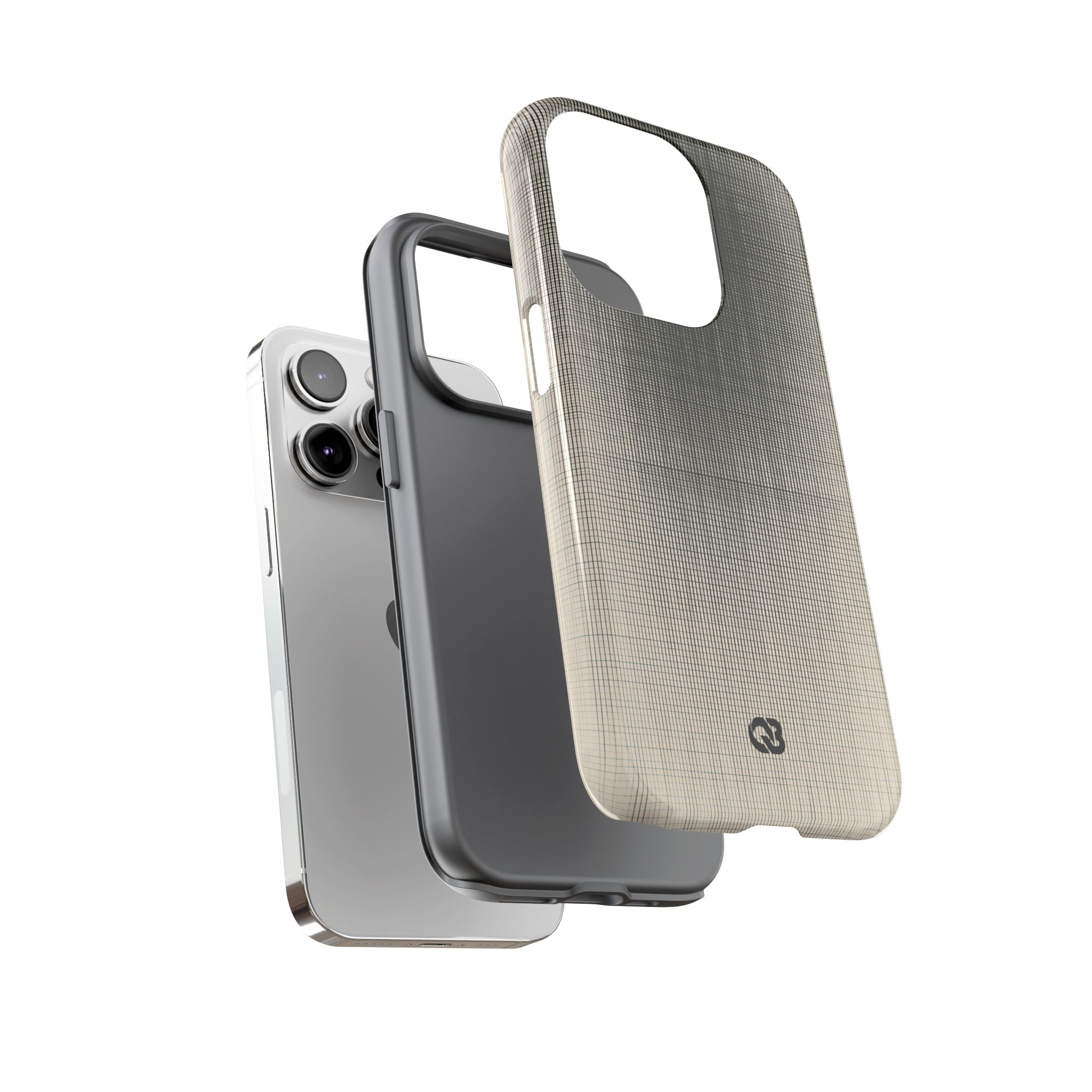 Beige Tough Phone Case for iPhone - Carbon Screen Grid