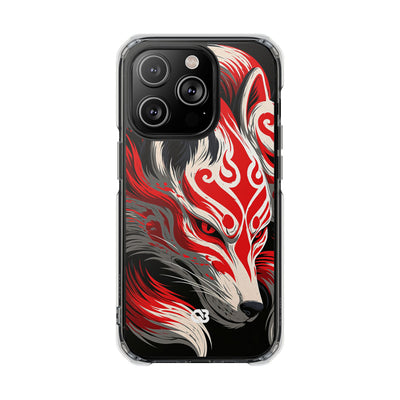 Crimson Kitsune Spirit · Clear Impact Magnetic Phone Case for iPhone · Red
