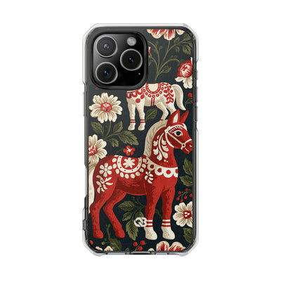 Nordic Dala Meadow · Clear Impact Magnetic Phone Case for iPhone · Red