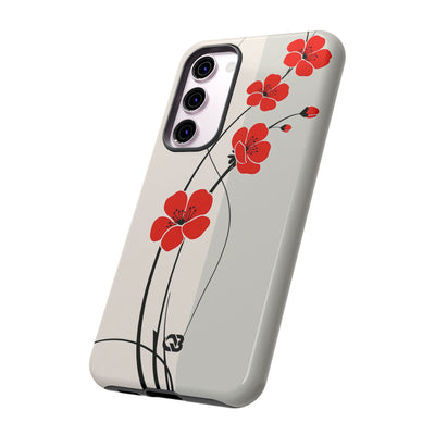 Beige Tough Phone Case for Samsung - Scarlet Ink Petals