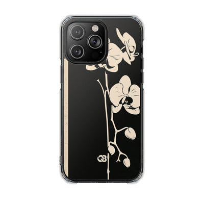 Black Impact MagSafe Phone Case for iPhone - Obsidian Bone Orchid