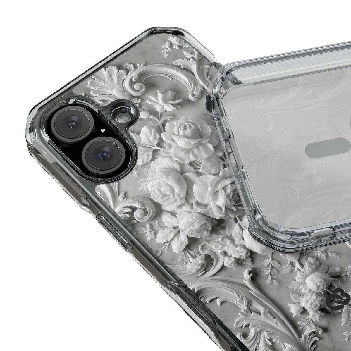 Rococo Marble Rose · Clear Impact Magnetic Phone Case for iPhone · White