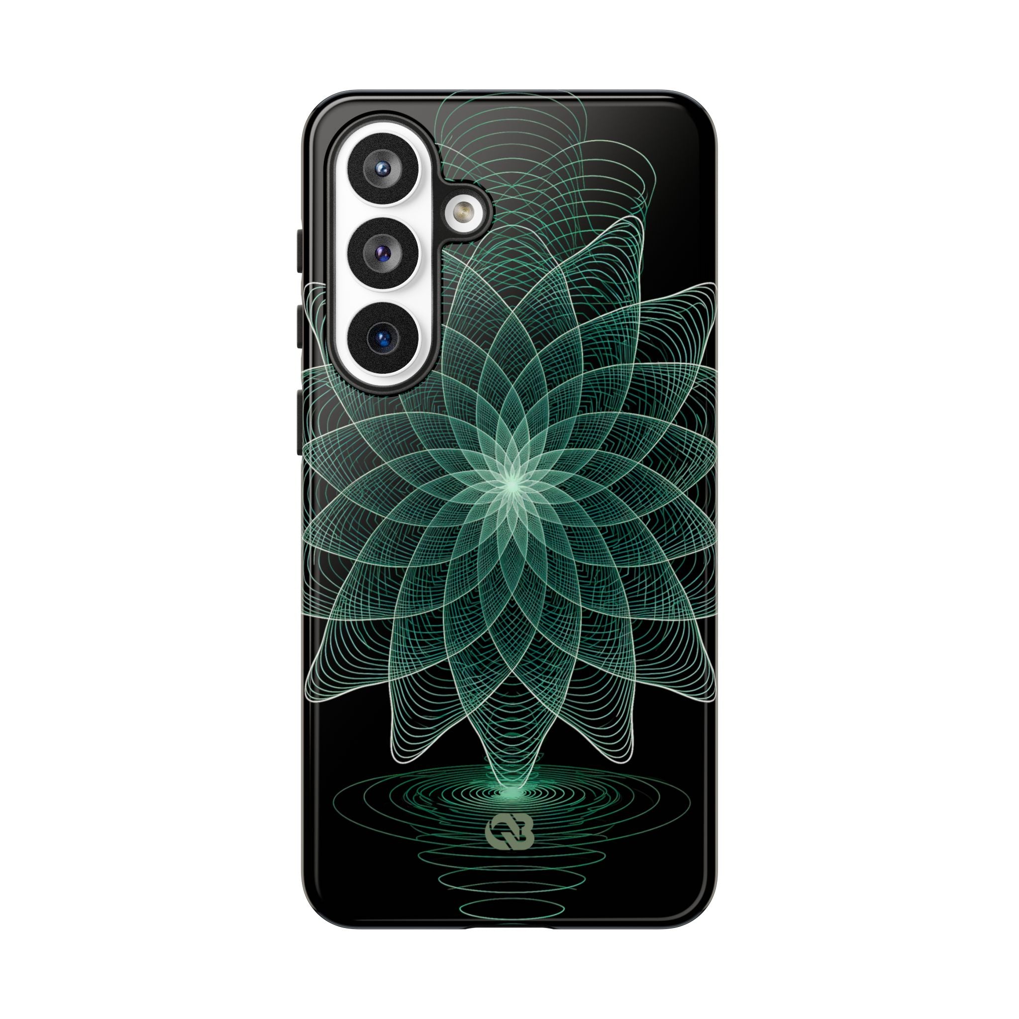 Green Tough Phone Case for Samsung - Cyan Signal Bloom