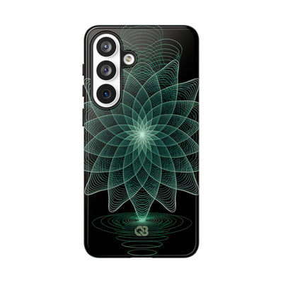 Green Tough Phone Case for Samsung - Cyan Signal Bloom