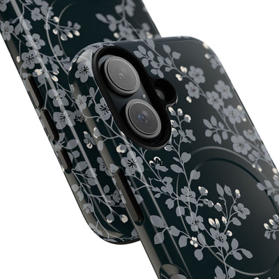 Black Tough 2.0 Magsafe Phone Case for iPhone - Midnight Slate Blossom