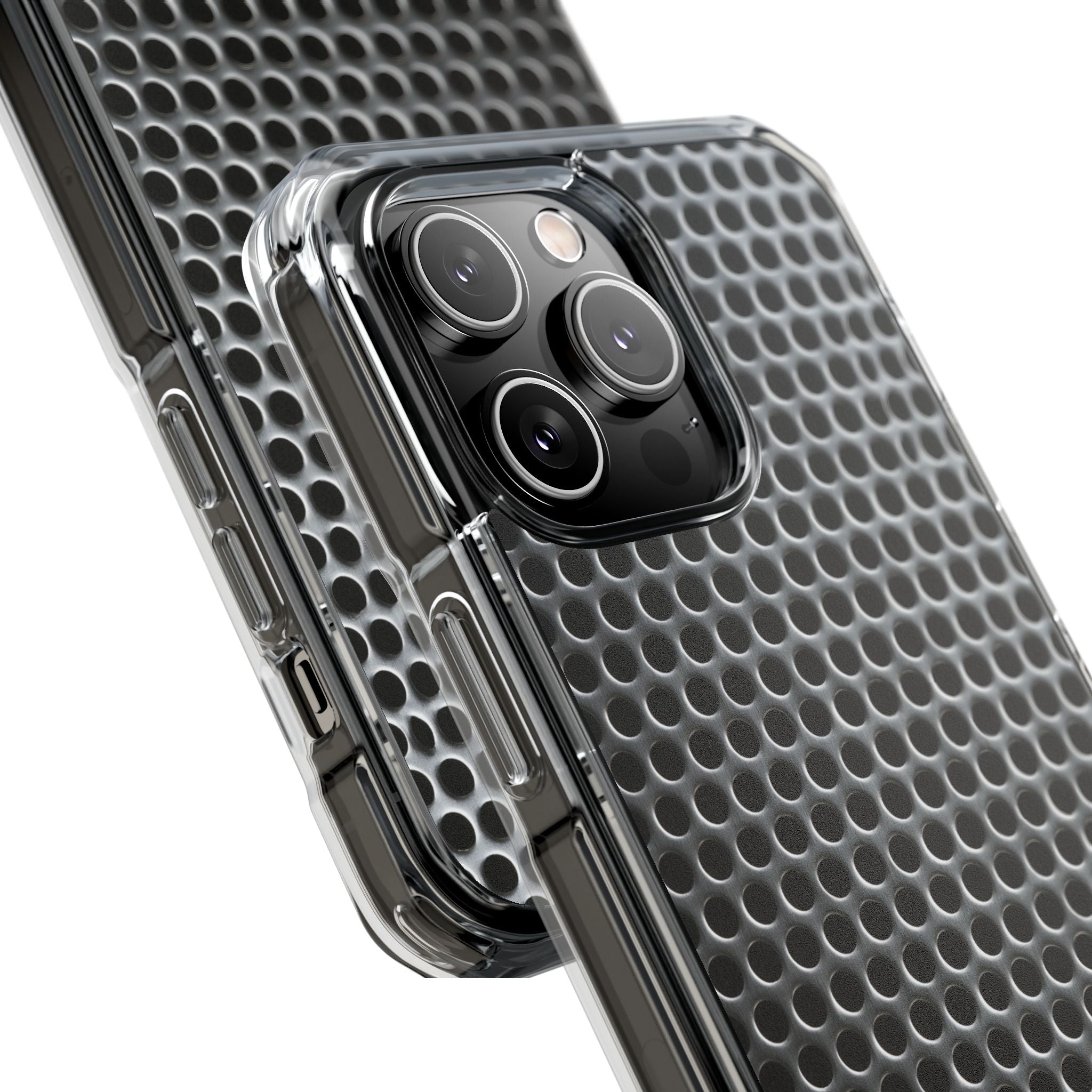 Silver Impact MagSafe Phone Case for iPhone - Brutalist Steel Mesh