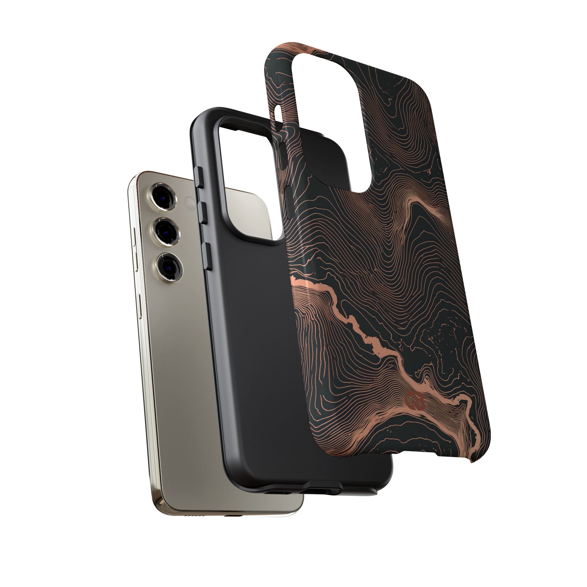 Orange Tough Phone Case for Samsung - Salmon Ridge Topo