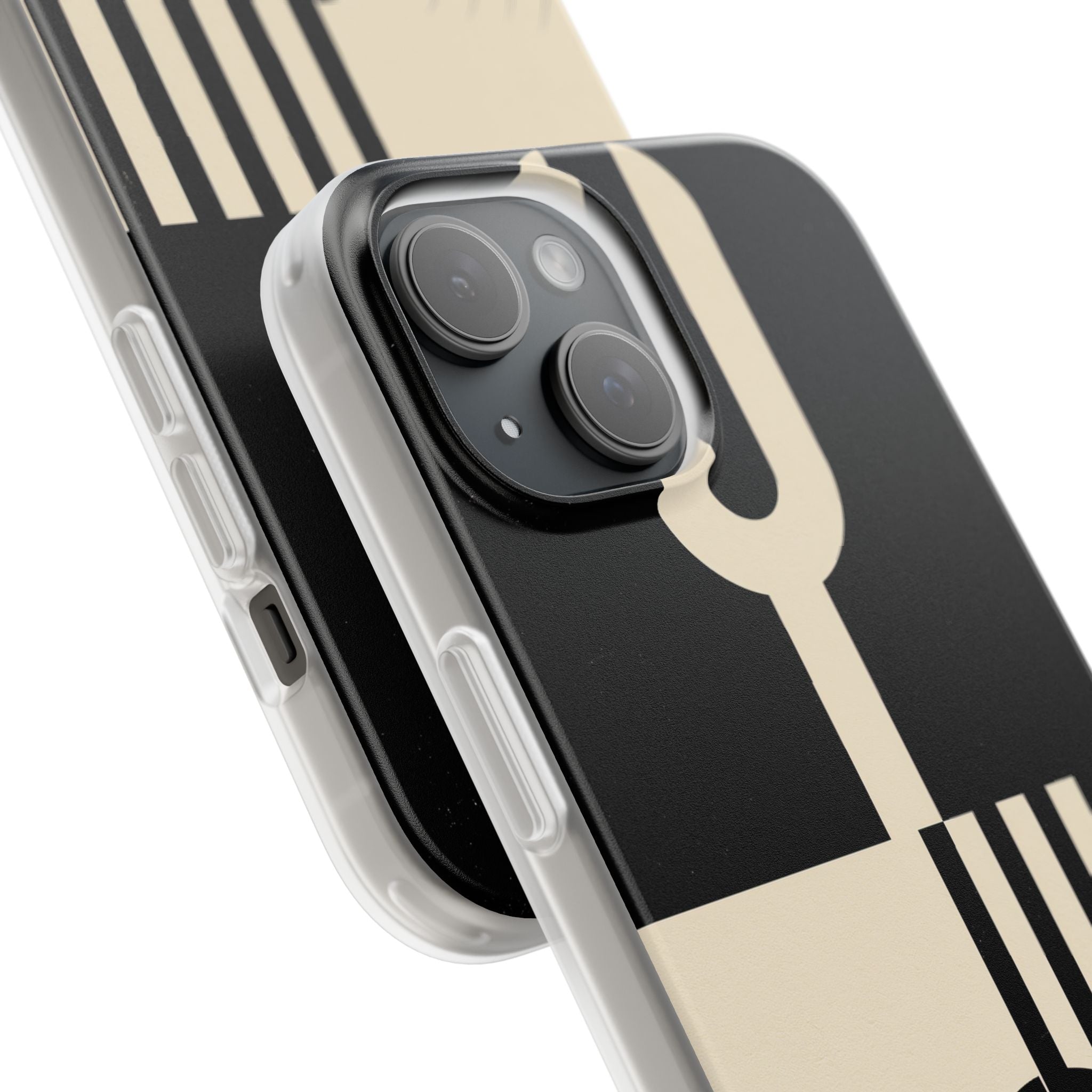 Black Lite Phone Case for iPhone - Ivory Signal Grid