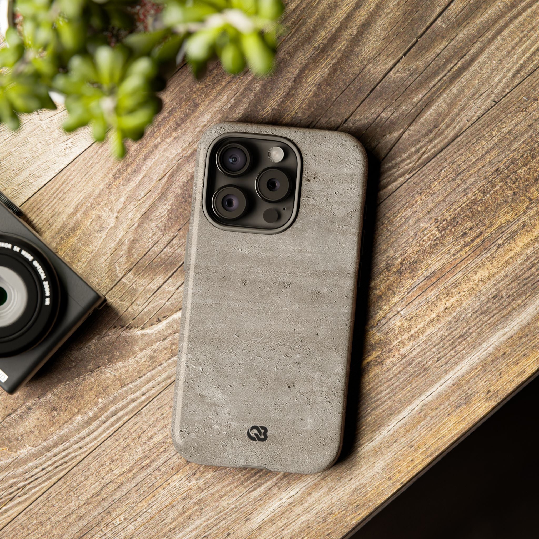 Grey Tough Phone Case for iPhone - Brutalist Stone Grit