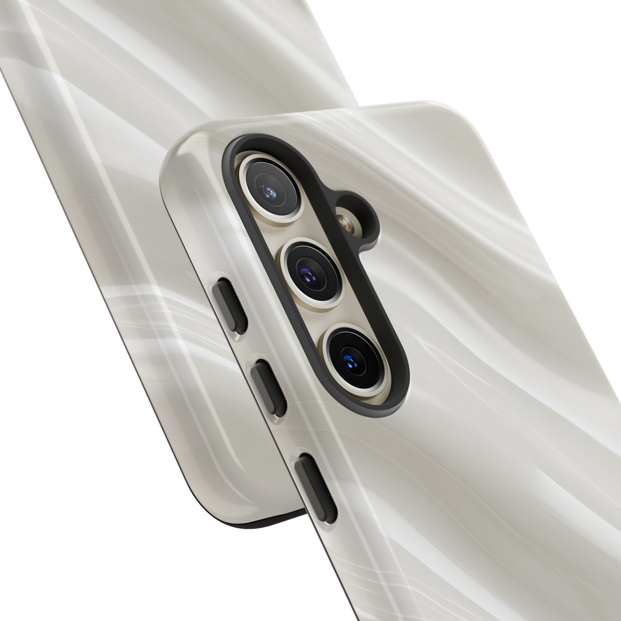 White Tough Phone Case for Samsung - Polished Ivory Wave