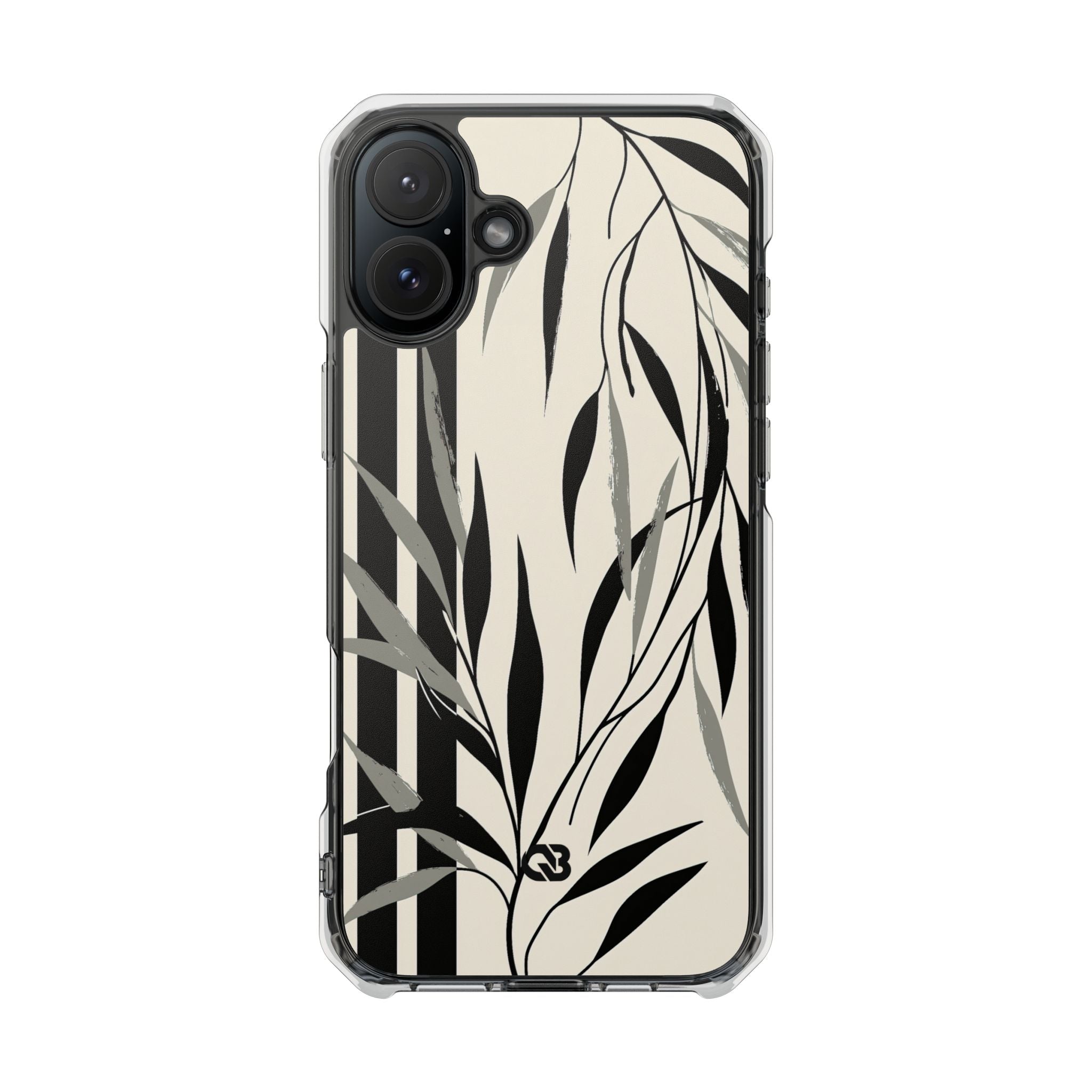 Beige Impact MagSafe Phone Case for iPhone - Soot Leaf Sketch