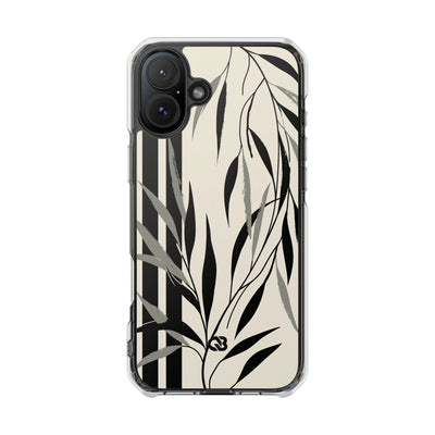 Beige Impact MagSafe Phone Case for iPhone - Soot Leaf Sketch