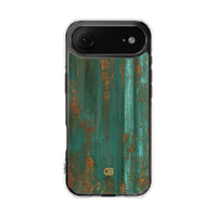 Teal Impact MagSafe Phone Case for iPhone - Verdigris Copper Siding
