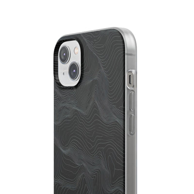 Black Lite Phone Case for iPhone - Obsidian Topo Wireframe