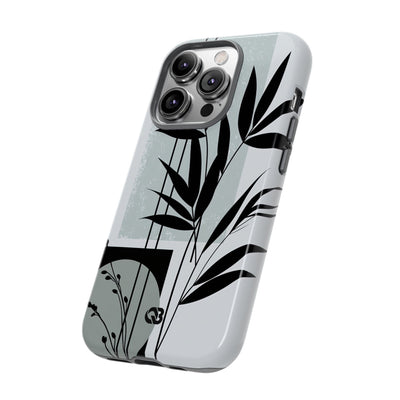 Grey Tough Phone Case for iPhone - Sage Bamboo Noir