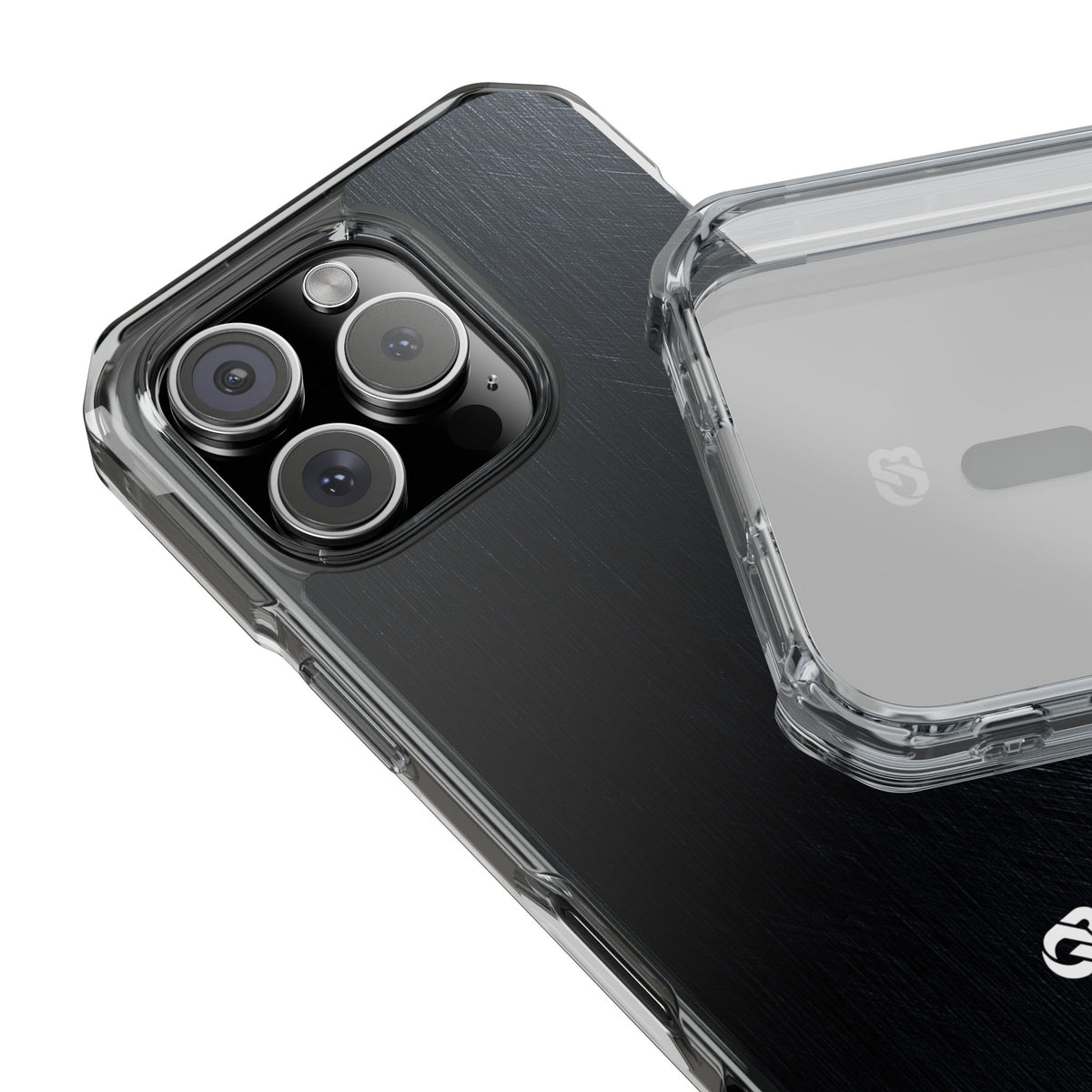 Brushed Obsidian Steel · Clear Impact Magnetic Phone Case for iPhone ·  Black