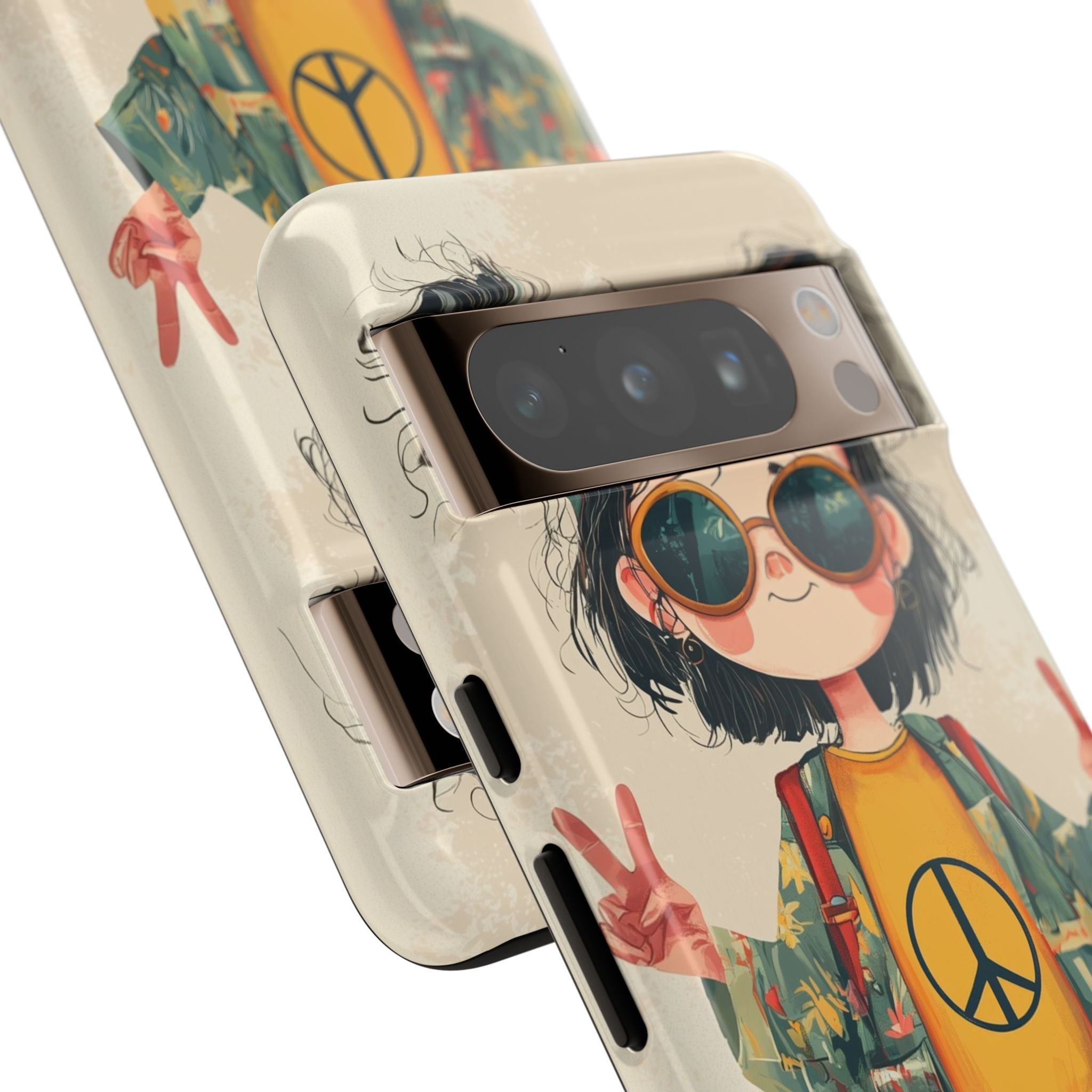 Retro Peace Girl · Coque de téléphone Tough pour Google Pixel