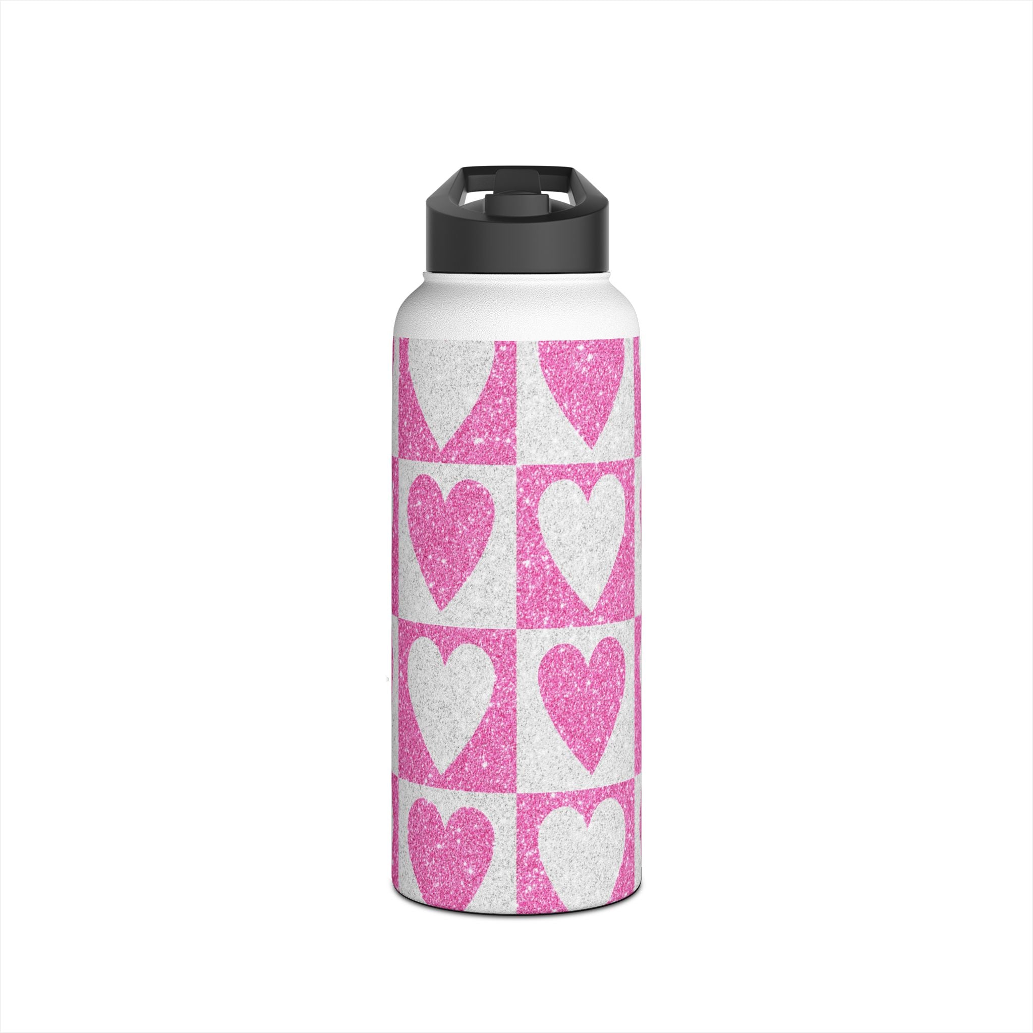 Glitter Heartgrid - Stainless Steel Water Bottle