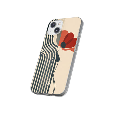 Beige Lite Phone Case for iPhone - Crimson Line Bloom