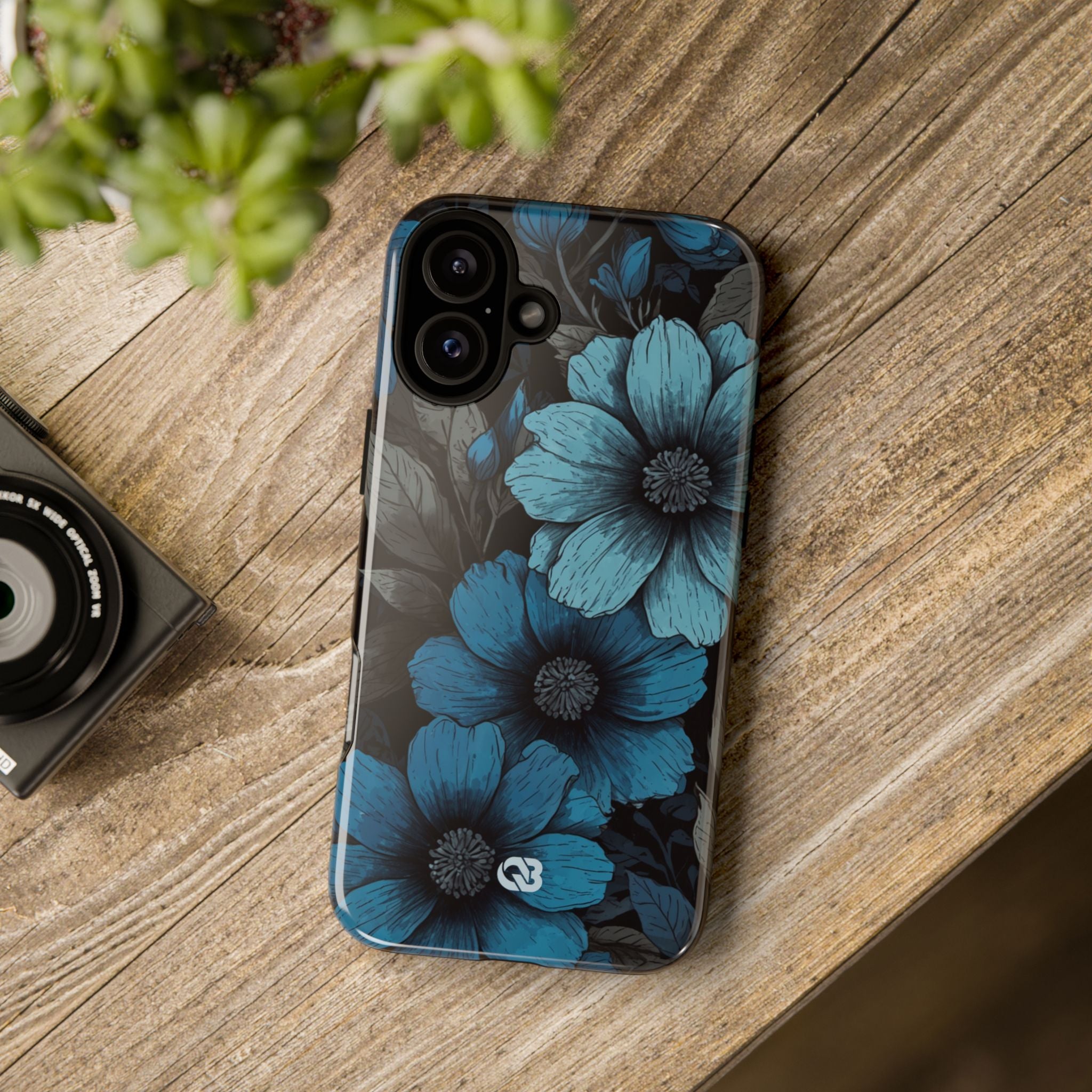 Obsidian Blue Petals · Coque de téléphone Tough pour iPhone