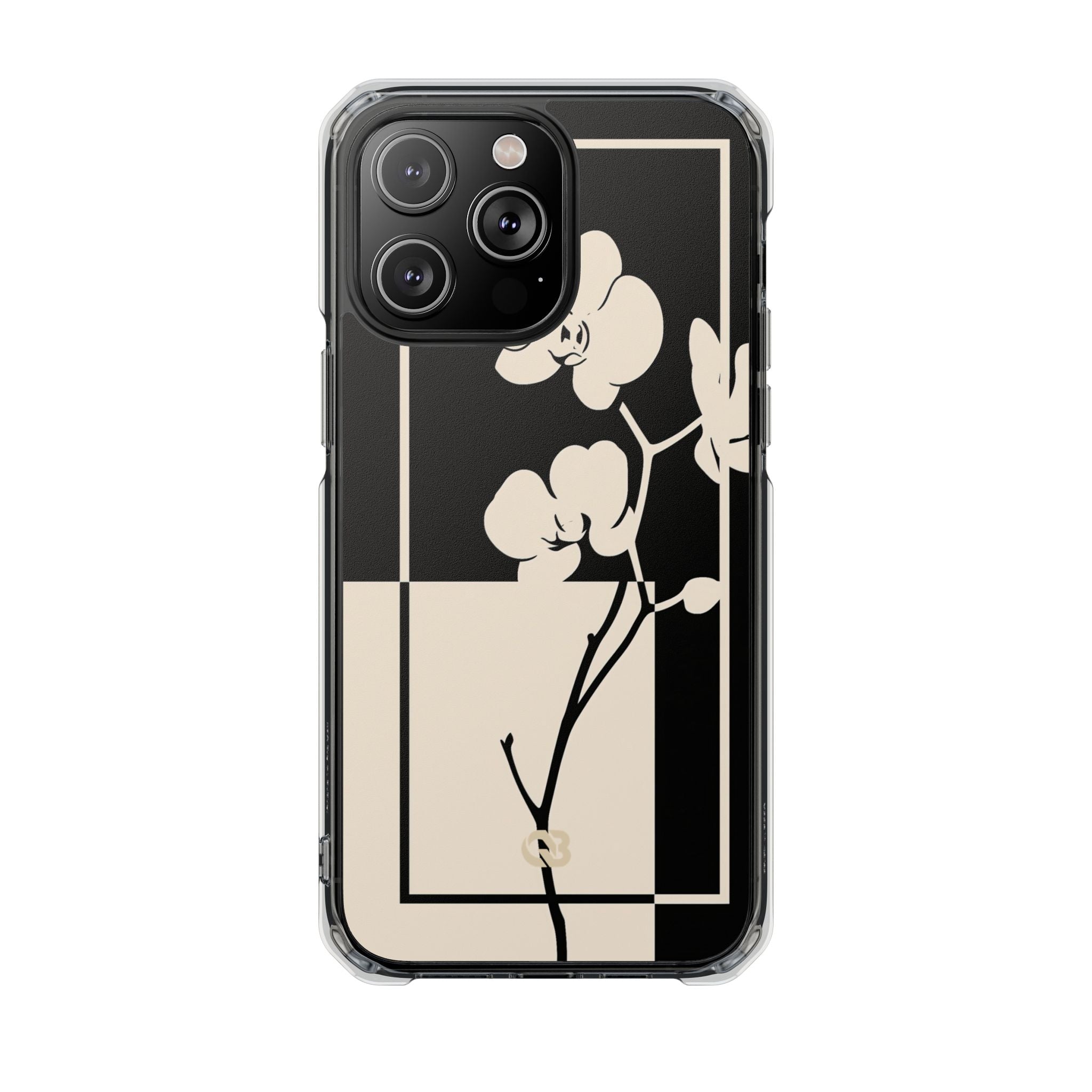 Beige Impact MagSafe Phone Case for iPhone - Nocturnal Orchid Frame