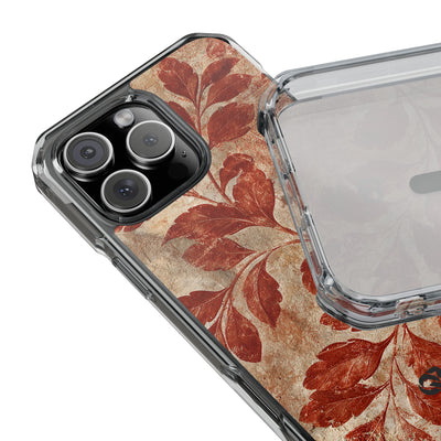 Terracotta Botanical Fresco · Clear Impact Magnetic Phone Case for iPhone · Red