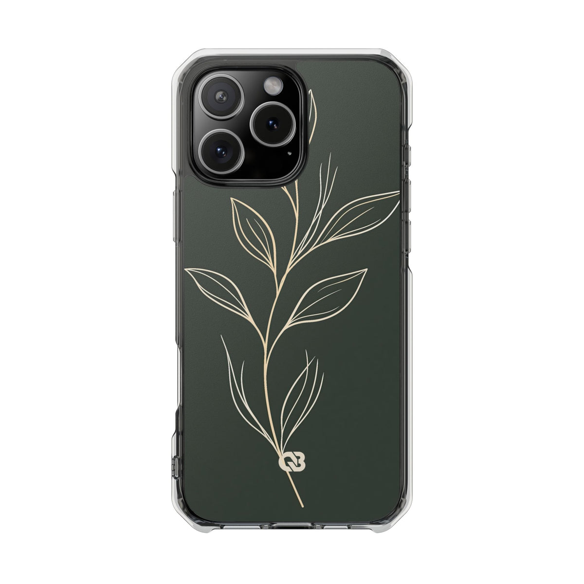Minimal Botanical Stem · Clear Impact Magnetic Phone Case for iPhone ·  Green