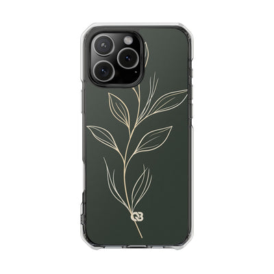 Minimal Botanical Stem · Clear Impact Magnetic Phone Case for iPhone ·  Green