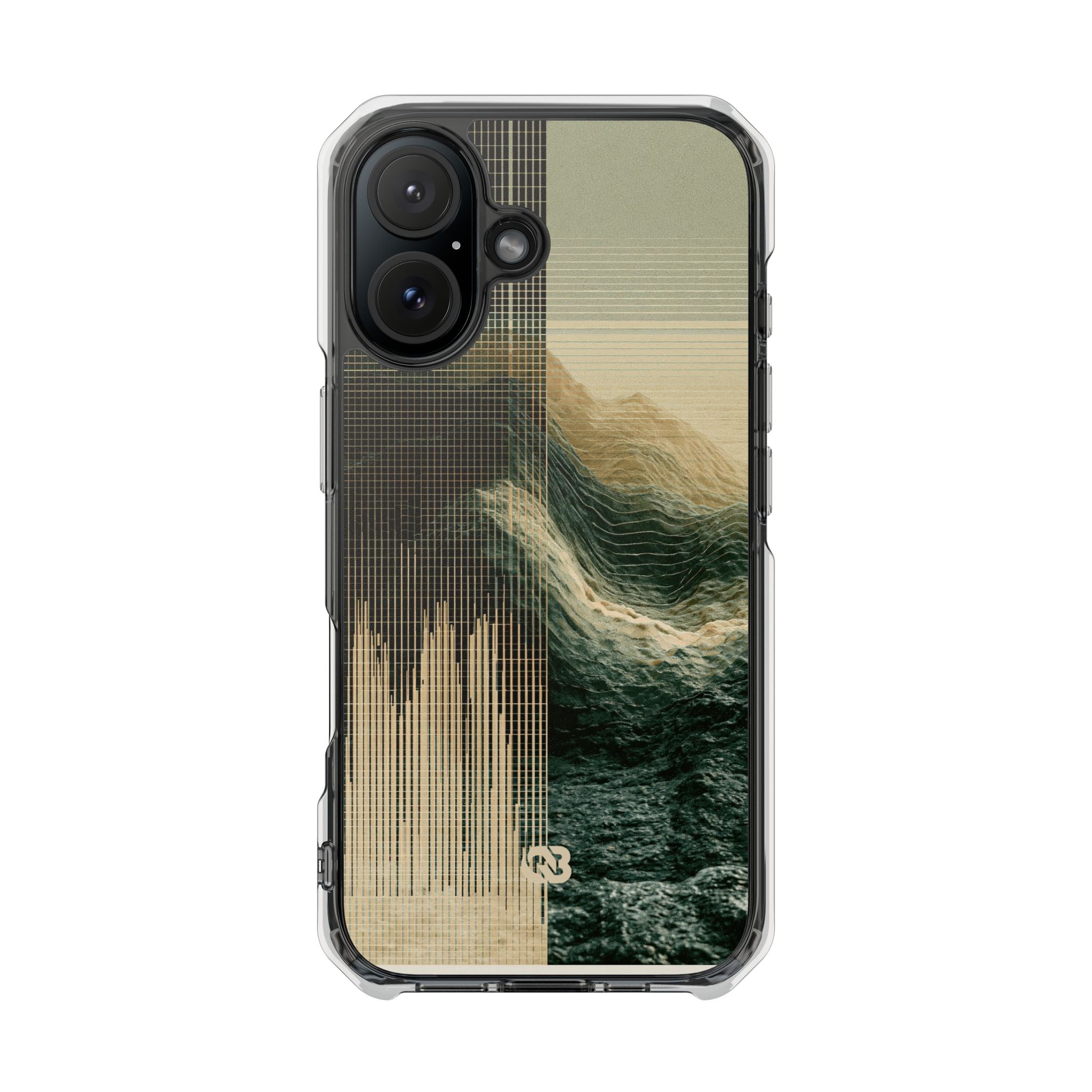 Beige Impact MagSafe Phone Case for iPhone - Veridian Data Ridge