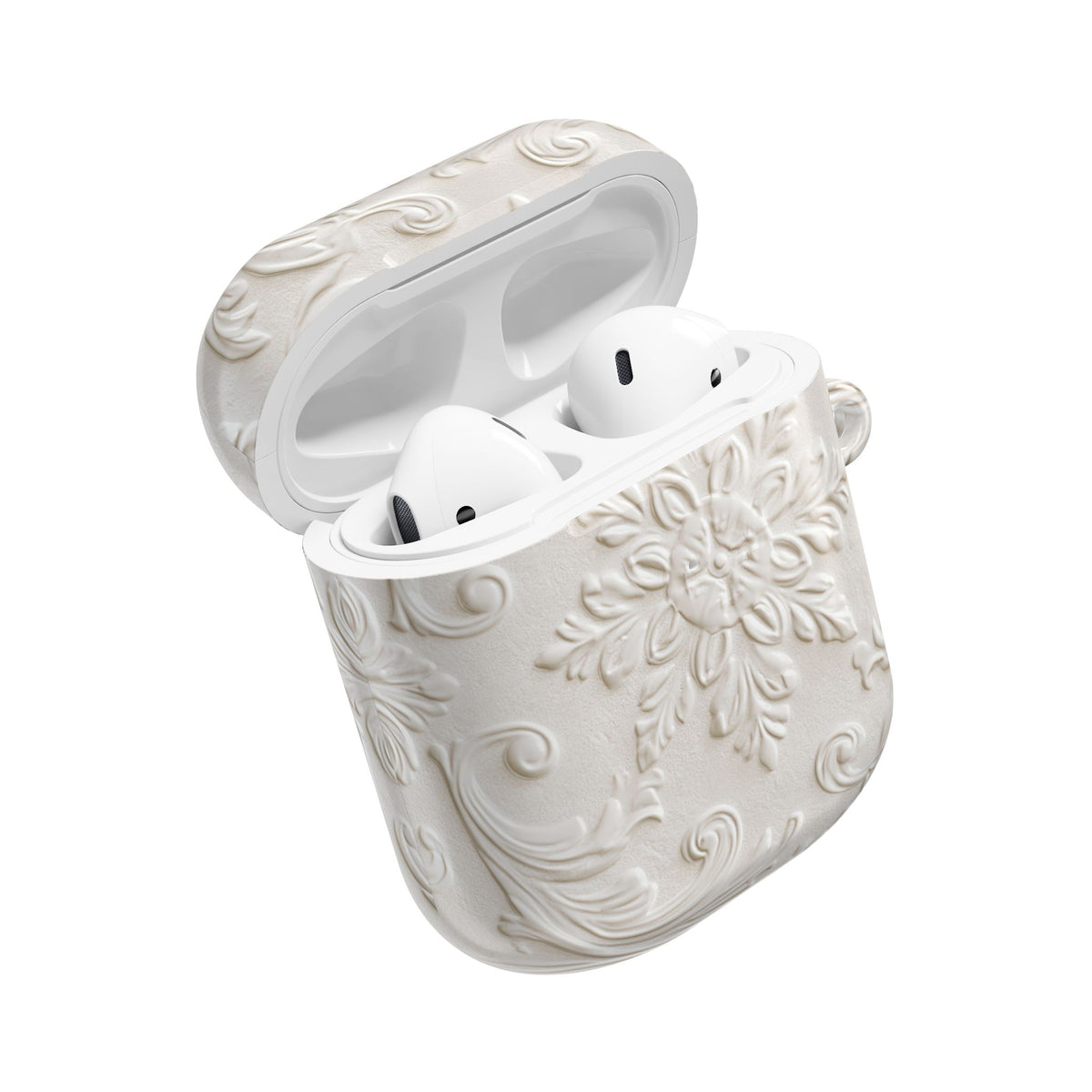 Ivory Baroque Relief · Hard Case for AirPods & AirPods Pro · White