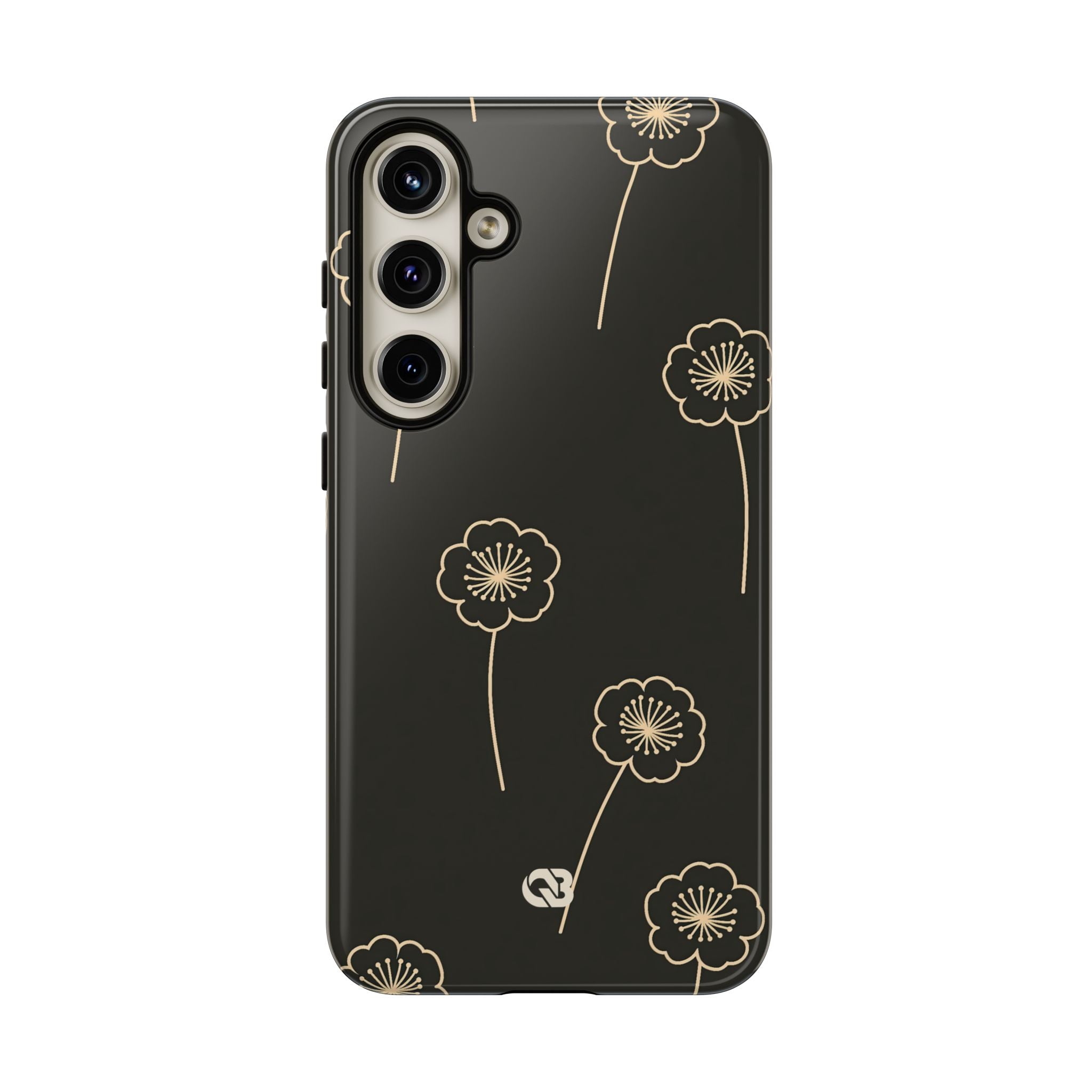 Black Tough Phone Case for Samsung - Obsidian Sand Petals