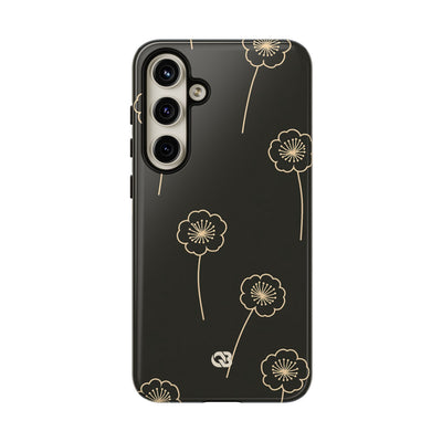 Black Tough Phone Case for Samsung - Obsidian Sand Petals