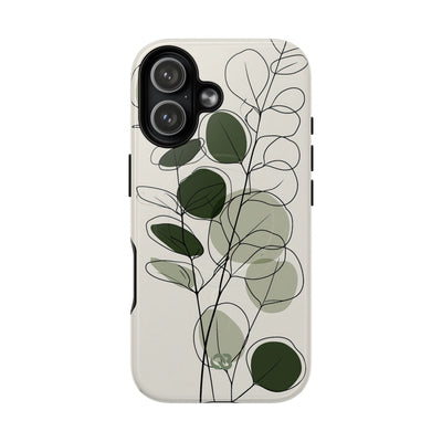 Green Tough 2.0 Magsafe Phone Case for iPhone - Muted Eucalyptus Sketch