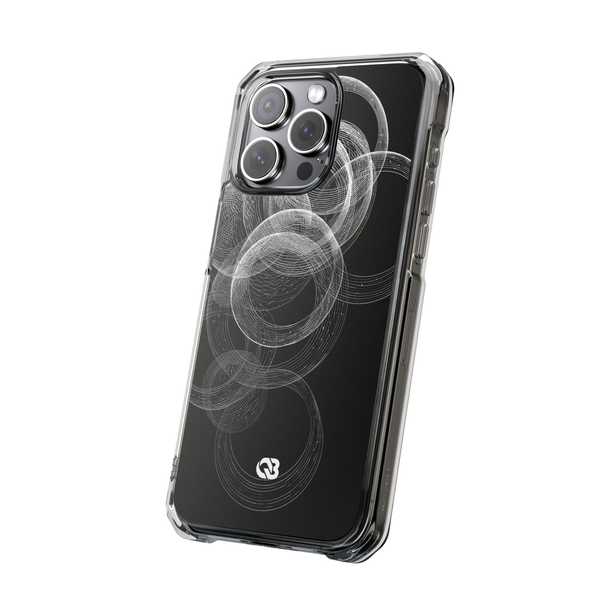 Black Impact MagSafe Phone Case for iPhone - Kinetic Wireframe Orbit