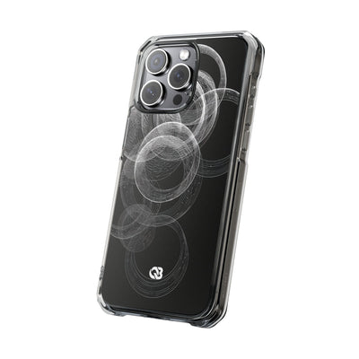 Black Impact MagSafe Phone Case for iPhone - Kinetic Wireframe Orbit