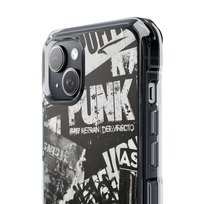 Underground Punk Collage · Clear Impact Magnetic Phone Case for iPhone · Black