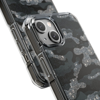 Glitter Shadow Camo · Clear Impact Magnetic Phone Case for iPhone · Black
