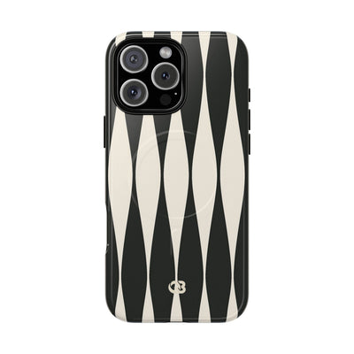 Black Tough 2.0 Magsafe Phone Case for iPhone - Ivory Spindle Grid