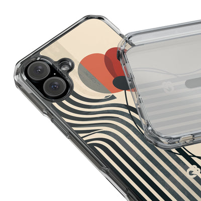 Beige Impact MagSafe Phone Case for iPhone - Crimson Line Bloom