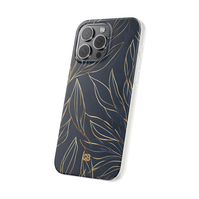 Gilded Navy Foliage · Soft Phone Case for iPhone