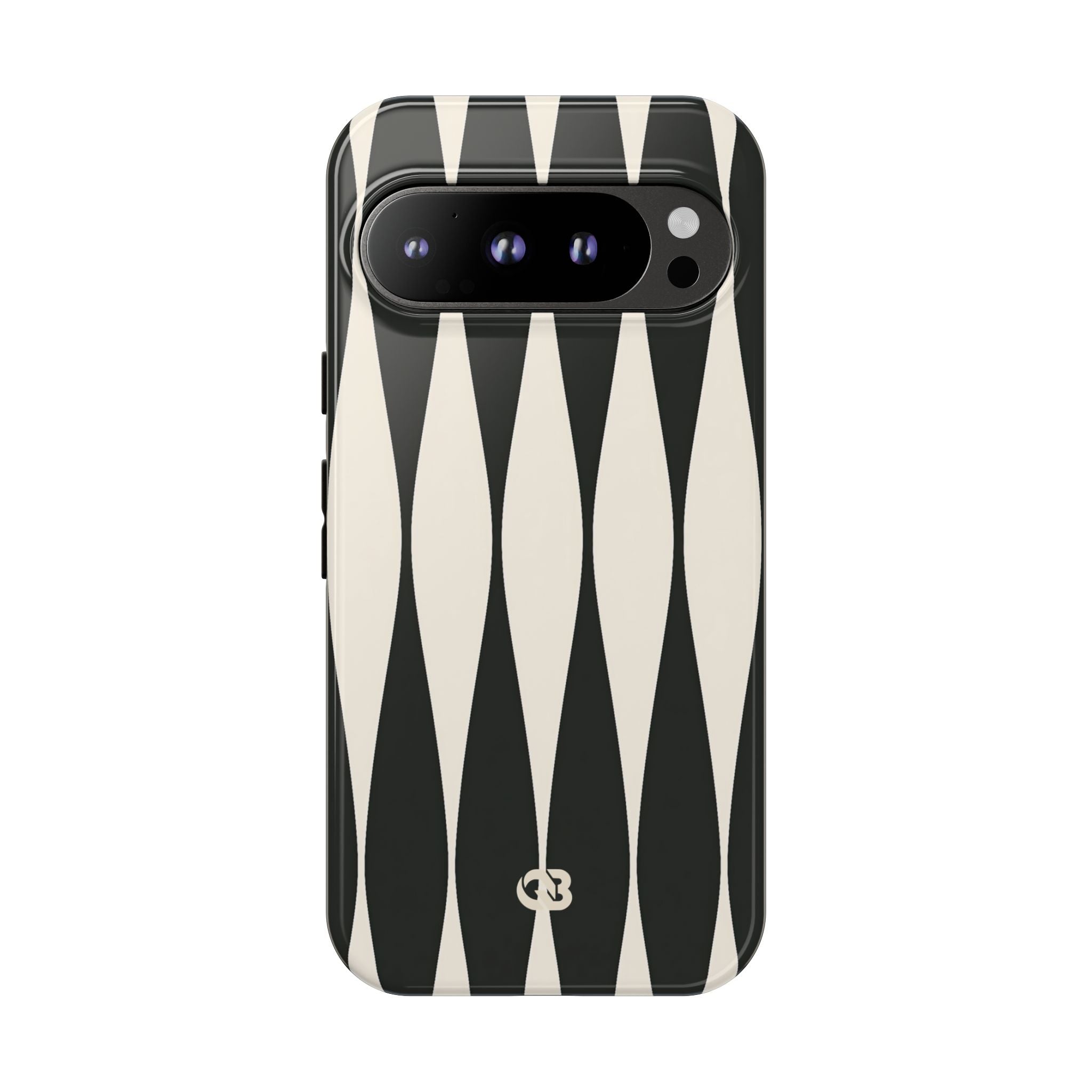 Black Tough Phone Case for Google Pixel - Ivory Spindle Grid