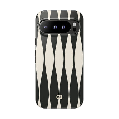Black Tough Phone Case for Google Pixel - Ivory Spindle Grid