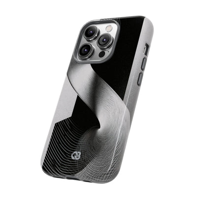 Grey Tough Phone Case for iPhone - Obsidian Moiré Wave