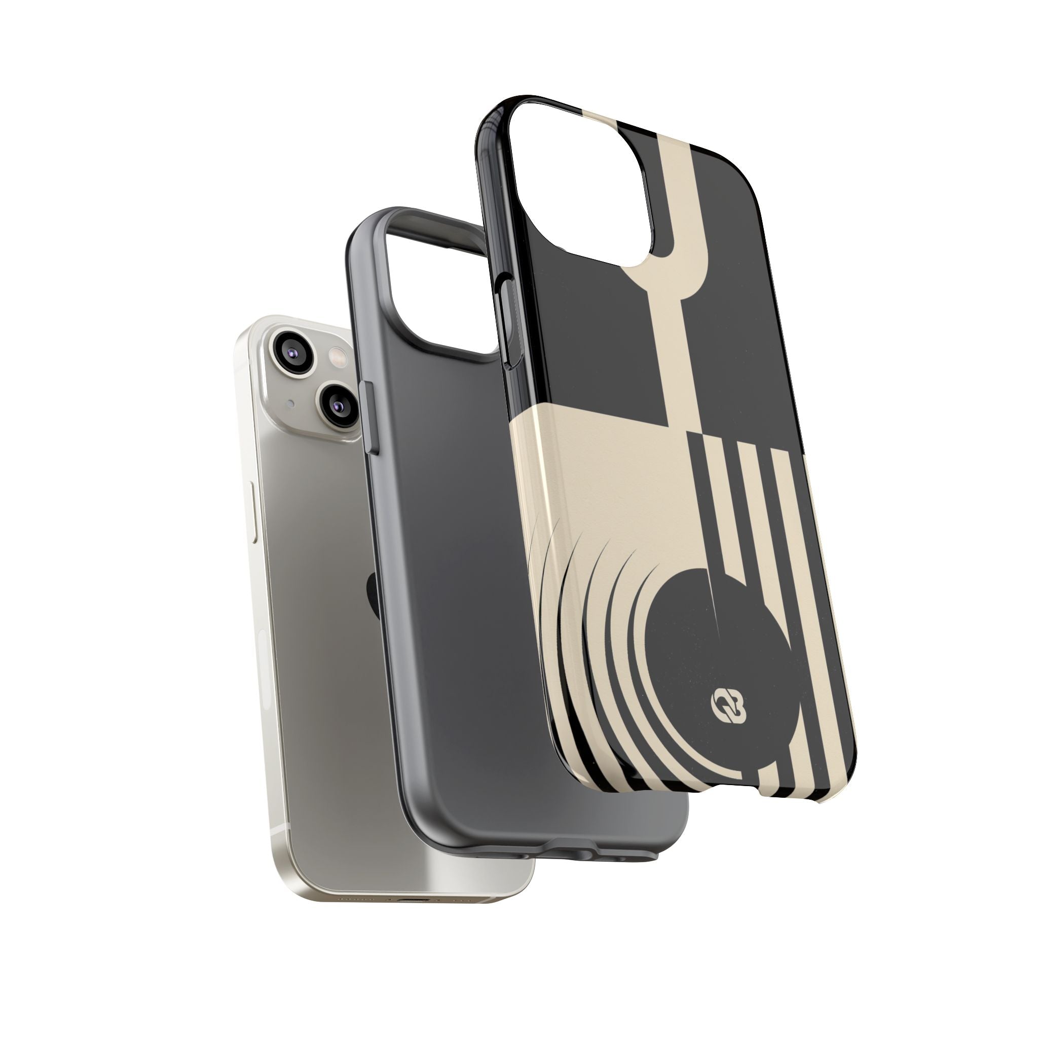 Black Tough Phone Case for iPhone - Ivory Signal Grid