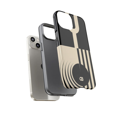Black Tough Phone Case for iPhone - Ivory Signal Grid