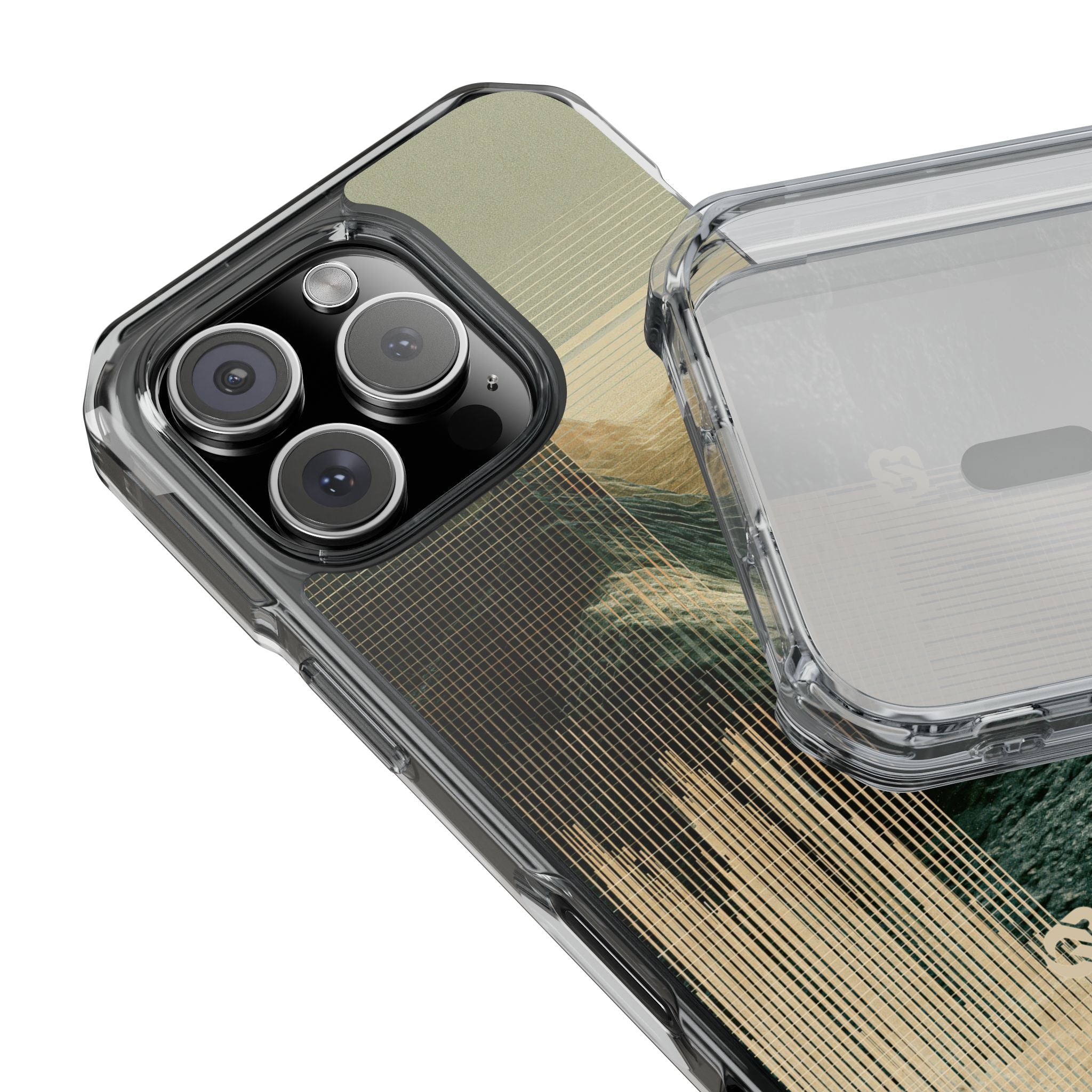 Beige Impact MagSafe Phone Case for iPhone - Veridian Data Ridge
