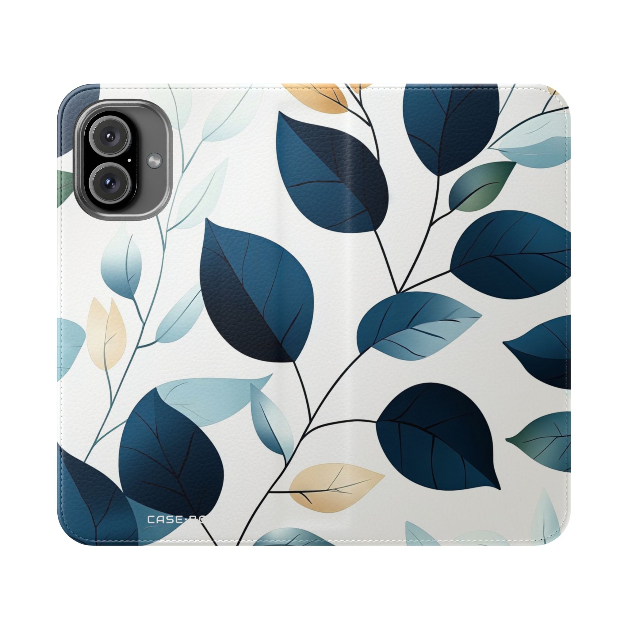 Navy Leaf Veins - iPhone 16 Plus Case - Wallet