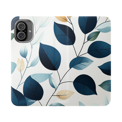 Navy Leaf Veins - iPhone 16 Plus Case - Wallet