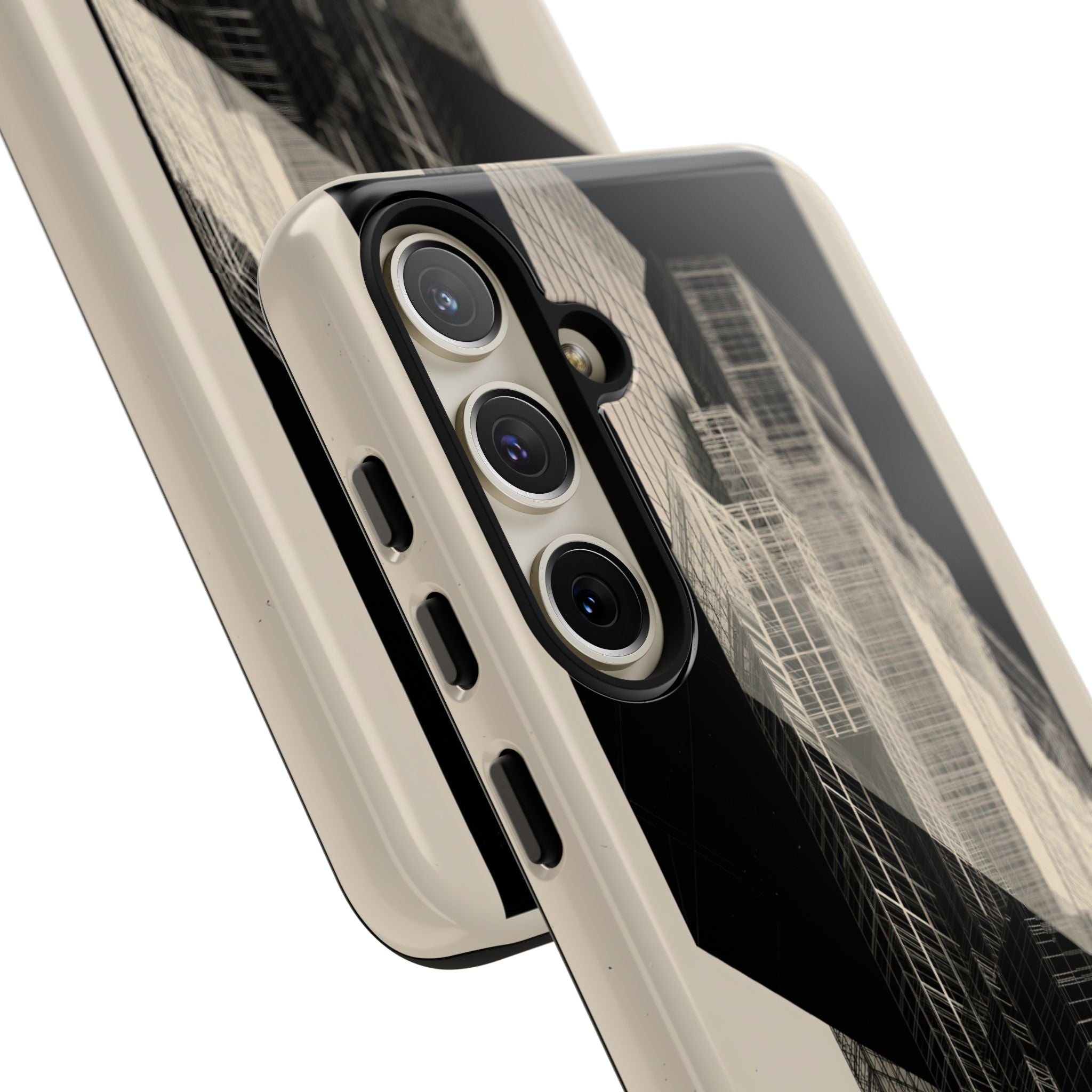 Beige Tough Phone Case for Samsung - Monolith Urban Grid
