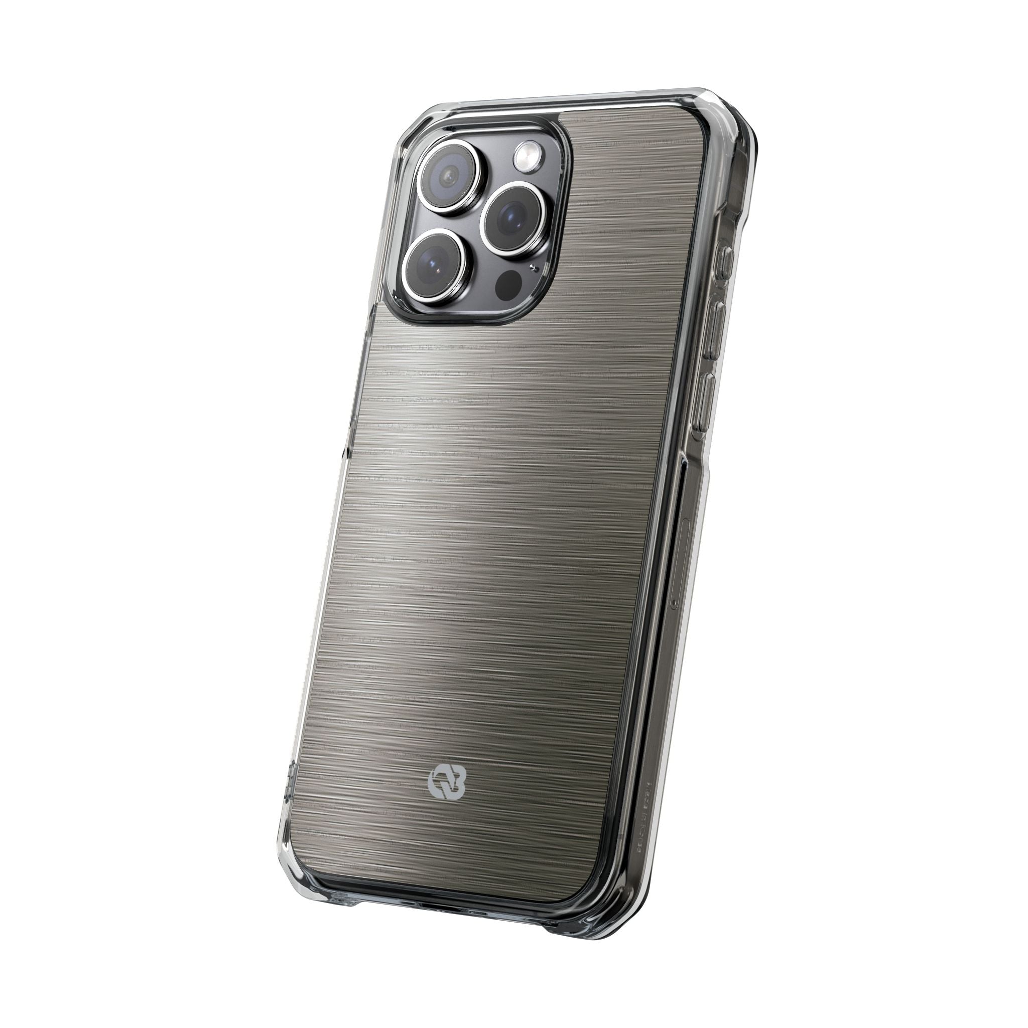 Grey Impact MagSafe Phone Case for iPhone - Brushed Industrial Steel